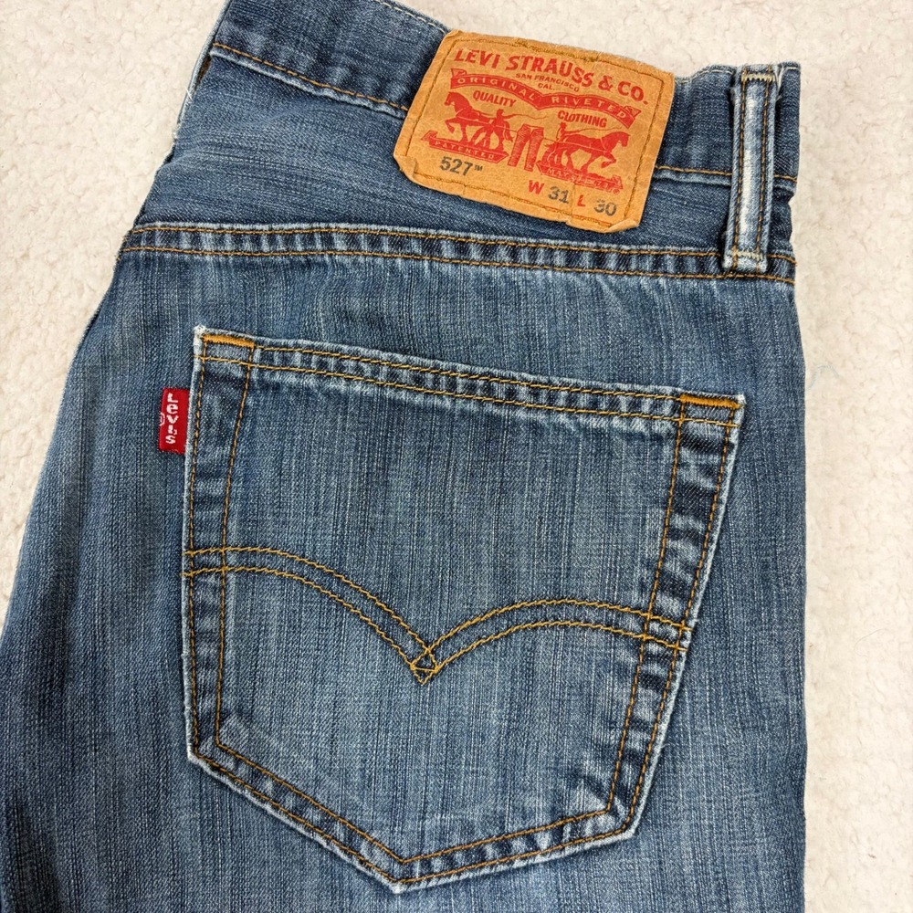 Levis 527 Slim Bootcut Jeans Mens 31x28 Blue Medium Wash Denim Low Rise 527-0503